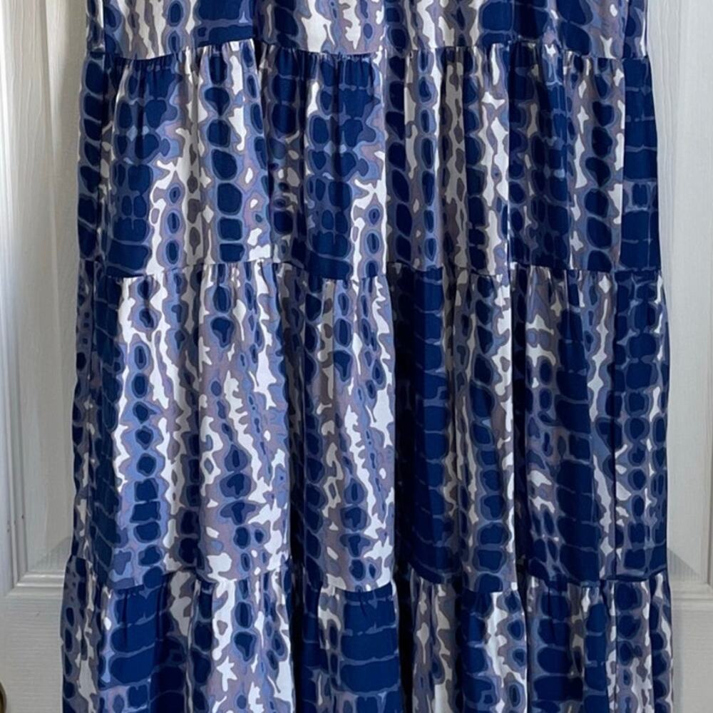 THML Halter Dress Ruffle Neck Tiered Lined Sz XS Tie Dye Print Beachy Coastal - Picture 6 of 11